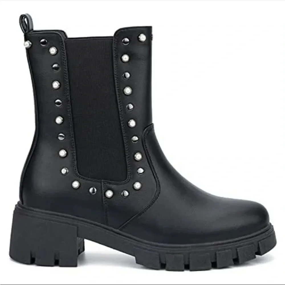 Olivia Miller Womens Samantha Studded Ankle Boots Black Size 7 - Picture 2 of 6